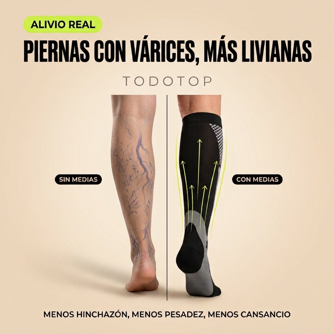 Piernas con varices mas livianas: con medias y sin medias